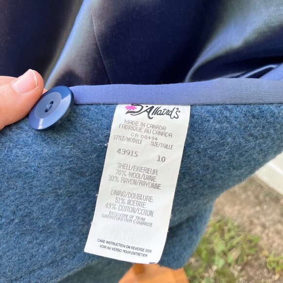 D'Allaird's Wool Blend Peacoat Vintage Light Blue Winter Coat 70s Made in Canada - Picture 8 of 9